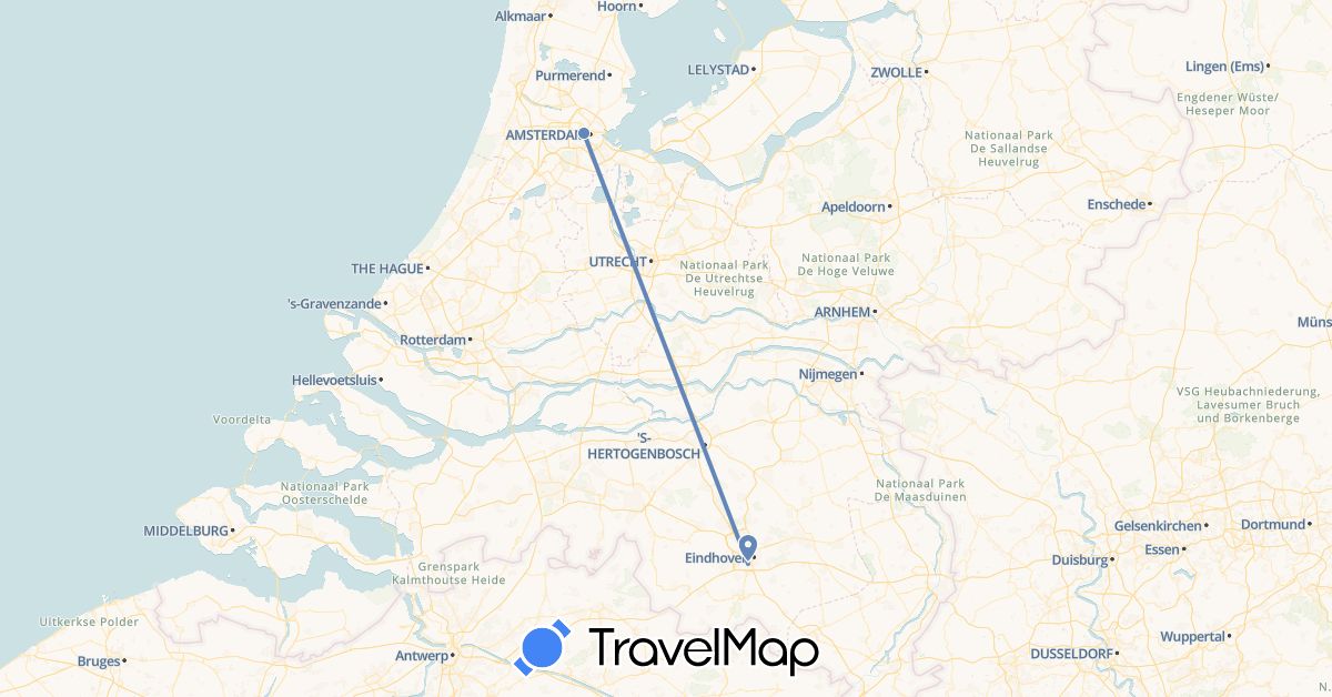 TravelMap itinerary: cycling in Netherlands (Europe)